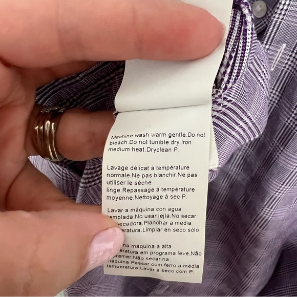 Men’s Boss Purple Windowpane Button Down Dress Shirt - 16 Sharp Fit - Picture 7 of 9